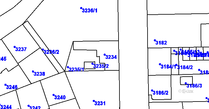 Parcela st. 3234 v KÚ Tábor, Katastrální mapa
