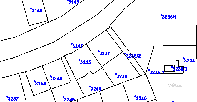 Parcela st. 3237 v KÚ Tábor, Katastrální mapa