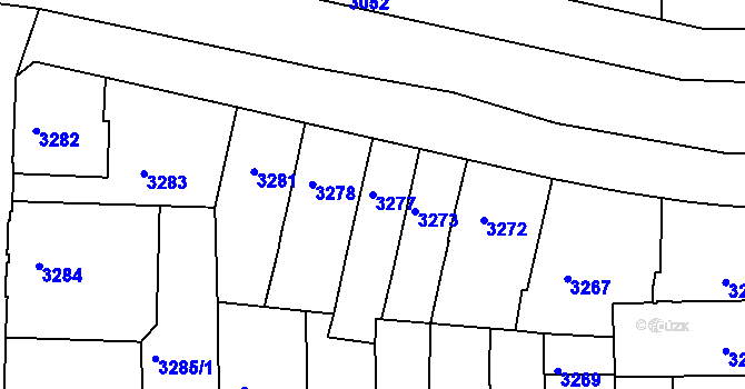 Parcela st. 3277 v KÚ Tábor, Katastrální mapa