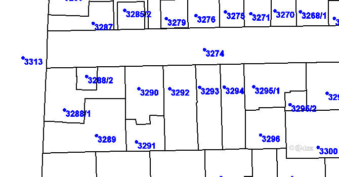 Parcela st. 3292 v KÚ Tábor, Katastrální mapa