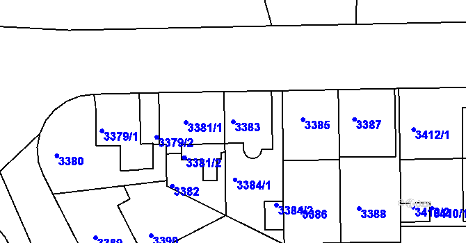 Parcela st. 3383 v KÚ Tábor, Katastrální mapa