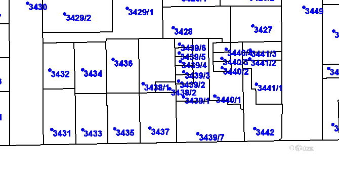 Parcela st. 3438/2 v KÚ Tábor, Katastrální mapa