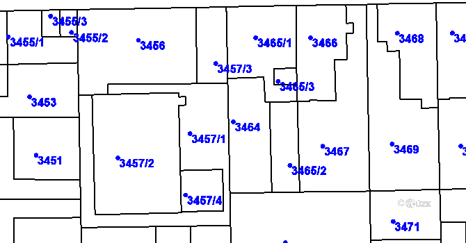Parcela st. 3464 v KÚ Tábor, Katastrální mapa