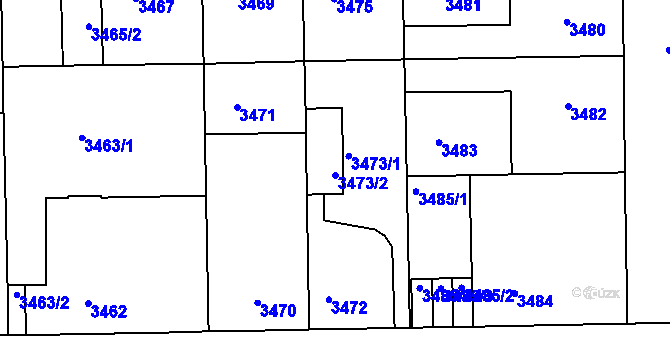 Parcela st. 3473/2 v KÚ Tábor, Katastrální mapa