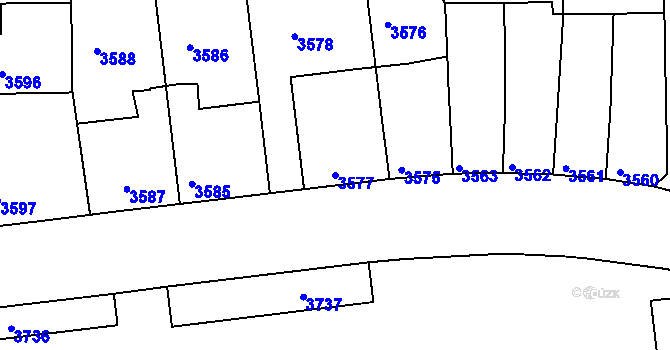 Parcela st. 3577 v KÚ Tábor, Katastrální mapa