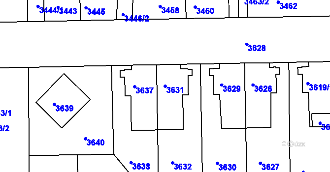 Parcela st. 3631 v KÚ Tábor, Katastrální mapa