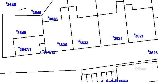 Parcela st. 3633 v KÚ Tábor, Katastrální mapa