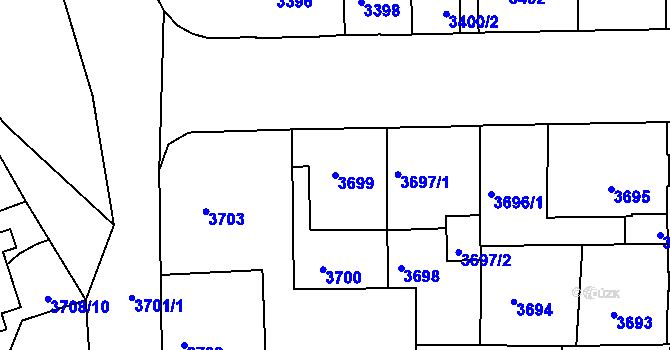 Parcela st. 3699 v KÚ Tábor, Katastrální mapa