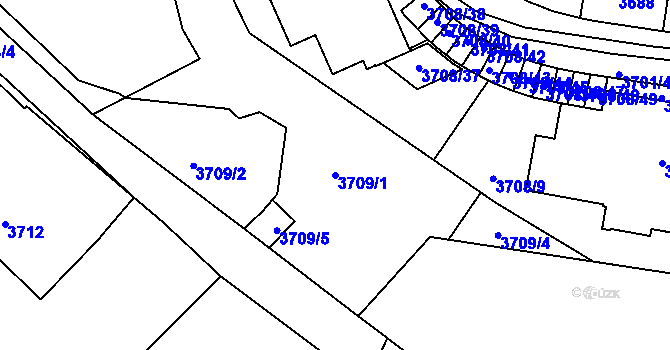 Parcela st. 3709/1 v KÚ Tábor, Katastrální mapa