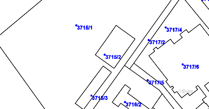 Parcela st. 3715/2 v KÚ Tábor, Katastrální mapa