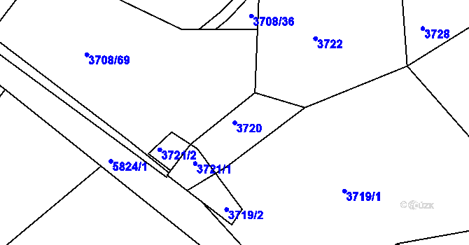 Parcela st. 3720 v KÚ Tábor, Katastrální mapa