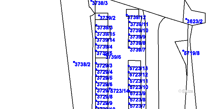 Parcela st. 3739/6 v KÚ Tábor, Katastrální mapa