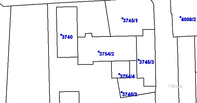 Parcela st. 3754/2 v KÚ Tábor, Katastrální mapa