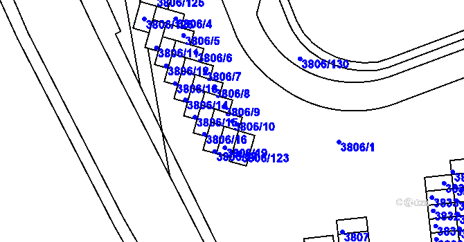 Parcela st. 3806/10 v KÚ Tábor, Katastrální mapa