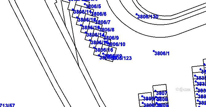 Parcela st. 3806/19 v KÚ Tábor, Katastrální mapa