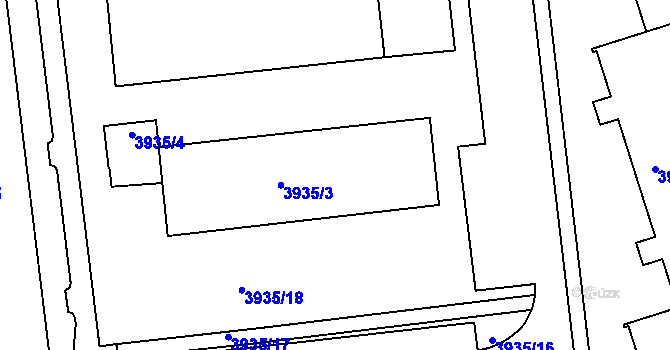 Parcela st. 3935/2 v KÚ Tábor, Katastrální mapa