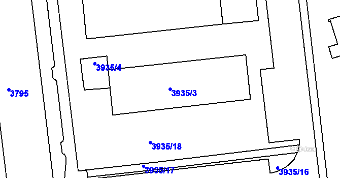 Parcela st. 3935/3 v KÚ Tábor, Katastrální mapa