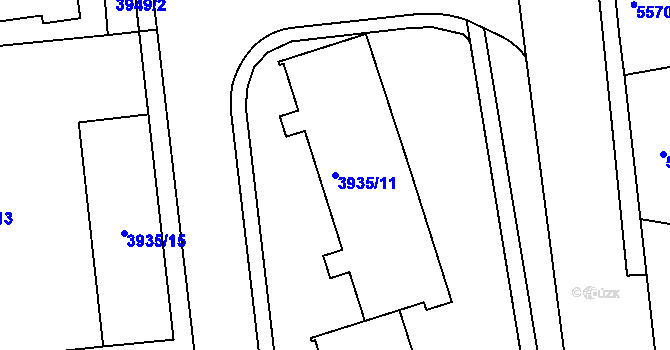 Parcela st. 3935/11 v KÚ Tábor, Katastrální mapa