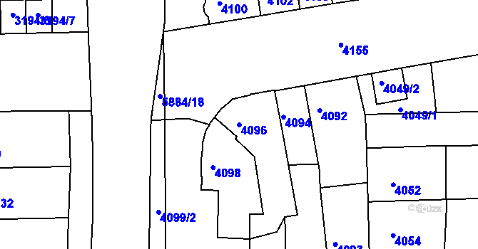 Parcela st. 4096 v KÚ Tábor, Katastrální mapa