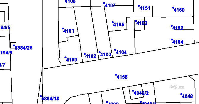 Parcela st. 4103 v KÚ Tábor, Katastrální mapa