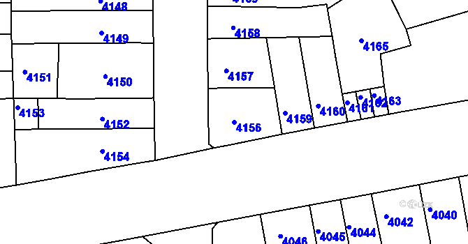 Parcela st. 4156 v KÚ Tábor, Katastrální mapa