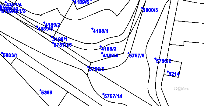 Parcela st. 4188/4 v KÚ Tábor, Katastrální mapa