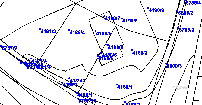 Parcela st. 4188/6 v KÚ Tábor, Katastrální mapa