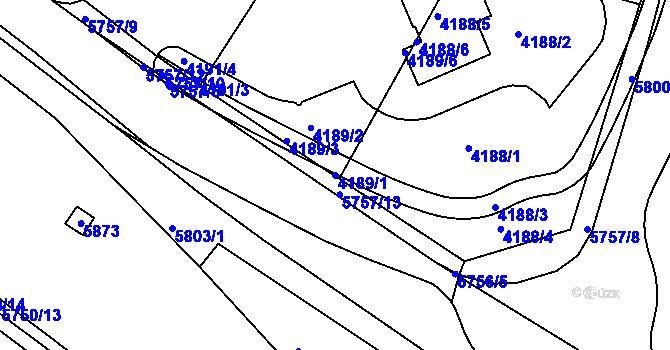 Parcela st. 4189/1 v KÚ Tábor, Katastrální mapa