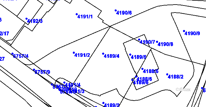 Parcela st. 4189/4 v KÚ Tábor, Katastrální mapa