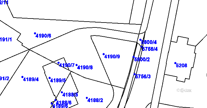 Parcela st. 4190/9 v KÚ Tábor, Katastrální mapa