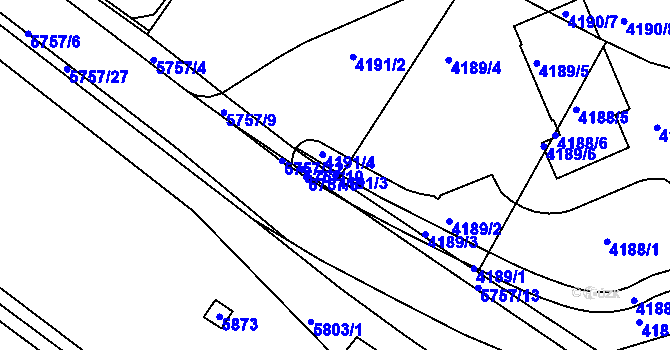 Parcela st. 4191/3 v KÚ Tábor, Katastrální mapa