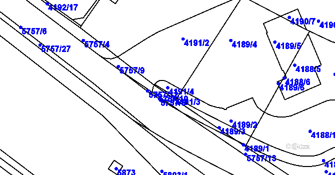 Parcela st. 4191/4 v KÚ Tábor, Katastrální mapa