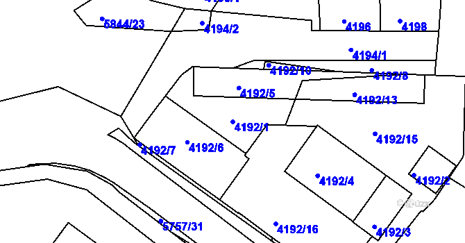 Parcela st. 4192/1 v KÚ Tábor, Katastrální mapa