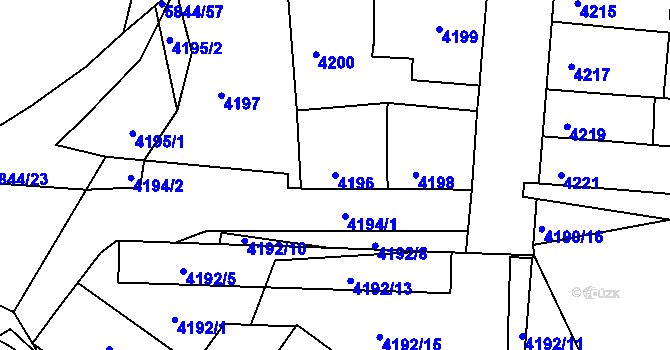 Parcela st. 4196 v KÚ Tábor, Katastrální mapa