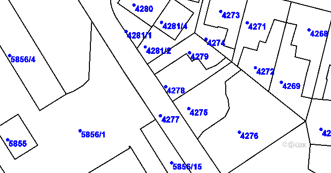 Parcela st. 4278 v KÚ Tábor, Katastrální mapa