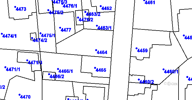 Parcela st. 4464 v KÚ Tábor, Katastrální mapa