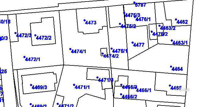 Parcela st. 4474/2 v KÚ Tábor, Katastrální mapa