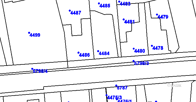 Parcela st. 4484 v KÚ Tábor, Katastrální mapa