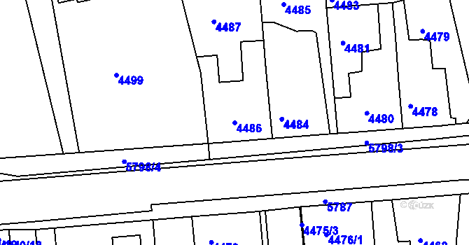Parcela st. 4486 v KÚ Tábor, Katastrální mapa