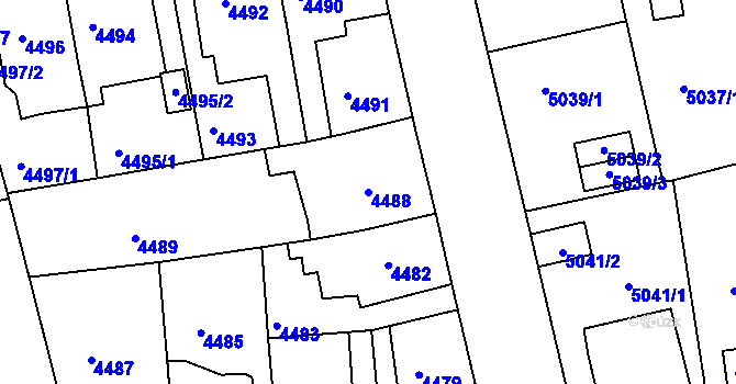 Parcela st. 4488 v KÚ Tábor, Katastrální mapa