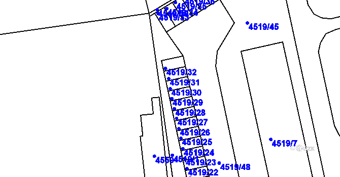 Parcela st. 4519/30 v KÚ Tábor, Katastrální mapa
