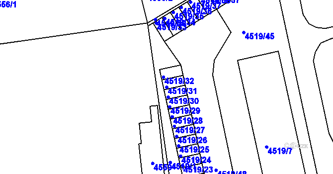 Parcela st. 4519/31 v KÚ Tábor, Katastrální mapa