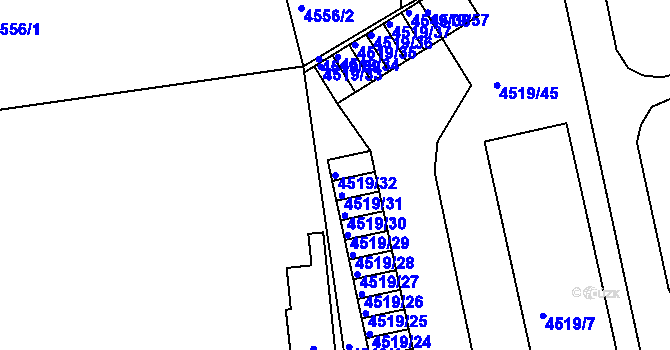 Parcela st. 4519/32 v KÚ Tábor, Katastrální mapa