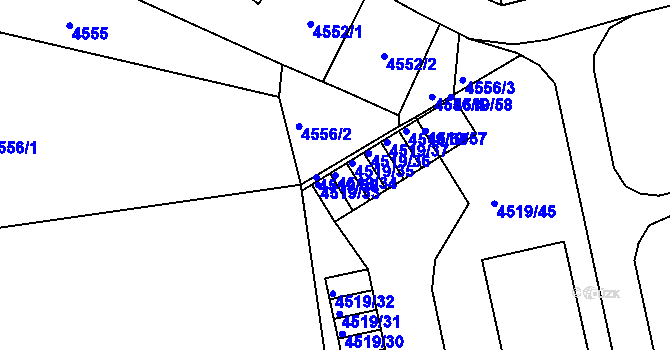 Parcela st. 4519/34 v KÚ Tábor, Katastrální mapa