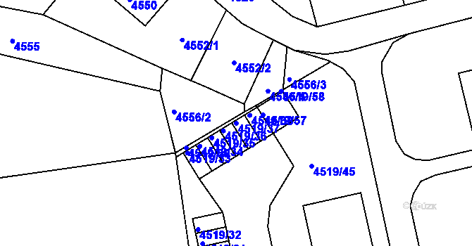 Parcela st. 4519/37 v KÚ Tábor, Katastrální mapa