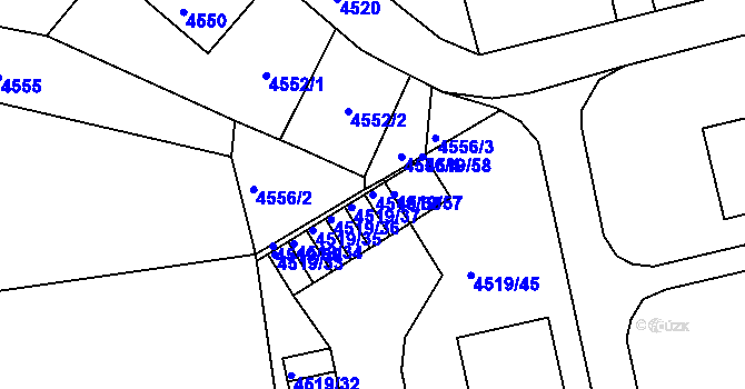 Parcela st. 4519/38 v KÚ Tábor, Katastrální mapa