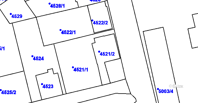 Parcela st. 4521/2 v KÚ Tábor, Katastrální mapa