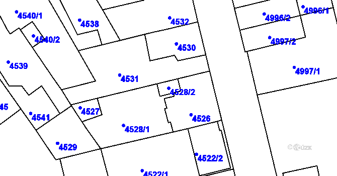 Parcela st. 4528/2 v KÚ Tábor, Katastrální mapa