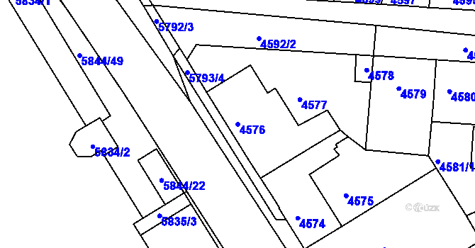 Parcela st. 4576 v KÚ Tábor, Katastrální mapa