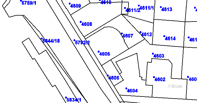 Parcela st. 4606 v KÚ Tábor, Katastrální mapa